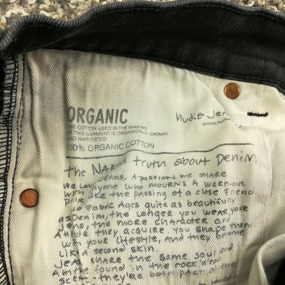 Nudie Jeans Lean Dean Organic Cotton Stretch Slim Leg Dry Cold Black Mens 32x31 - Picture 5 of 10